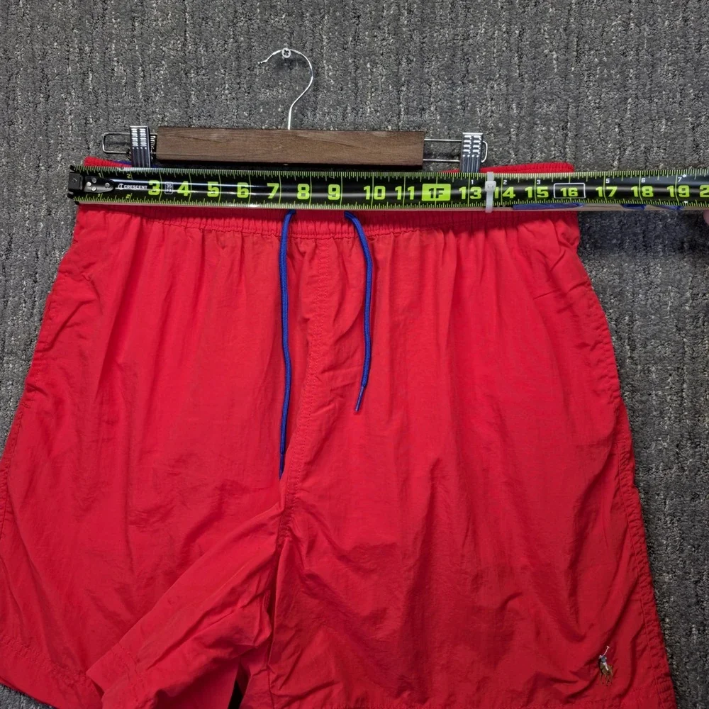 Vintage Polo Ralph Lauren Swim Trunks Men Large Red Nylon Pony Volley Shorts 90s